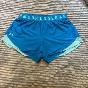 Under Armour Women's Teal and Light Green Athletic Shorts
